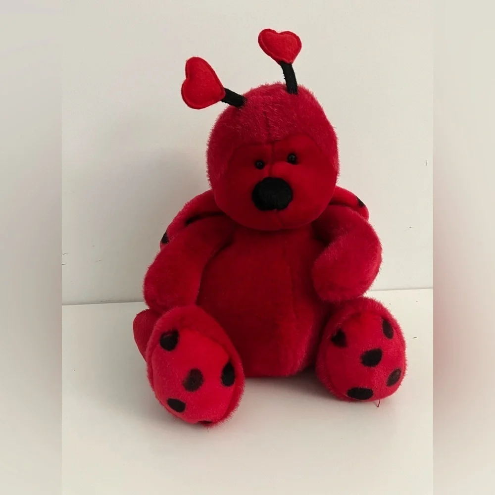 Russ Berrie “Bugsly” Red Ladybug Valentine Plush with Hearts